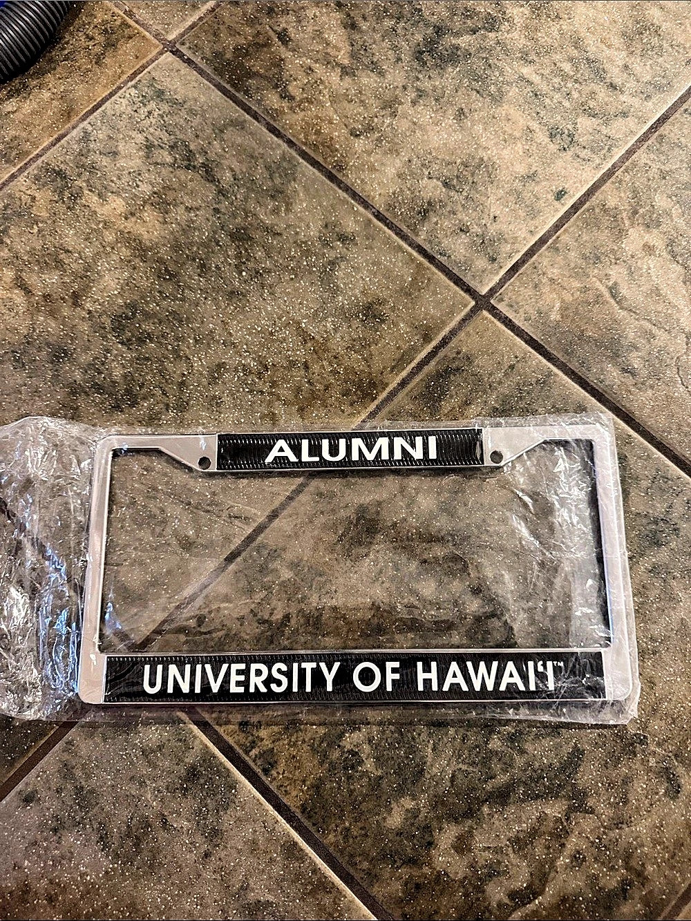 University of Hawaii License Plate Frame Silver & Black